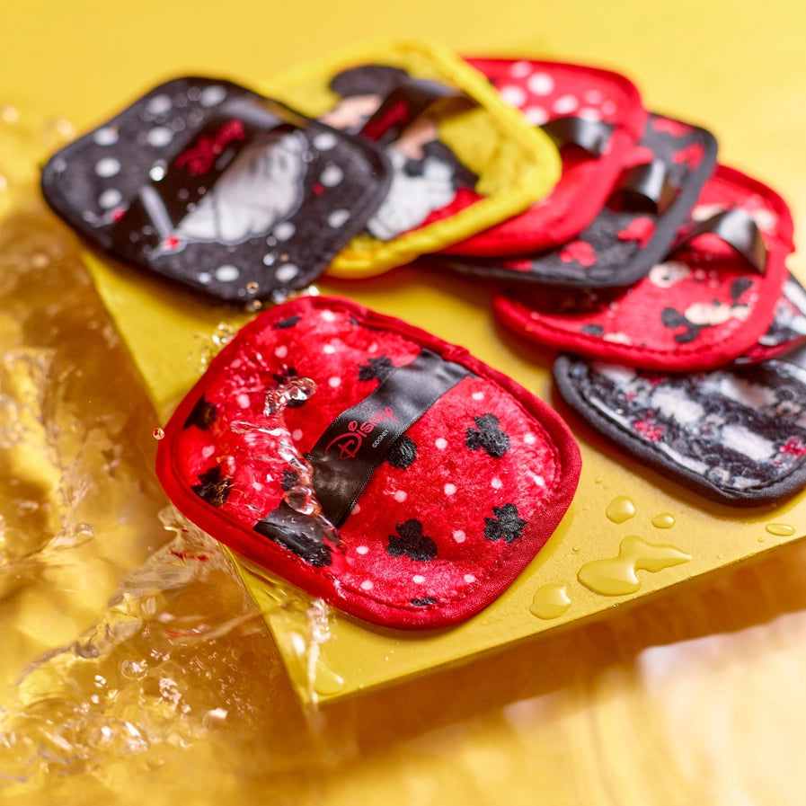 Coffret Mickey - Minnie – 7 Lingettes Démaquillantes Réutilisables + Filet de Lavage / MakeUp Eraser