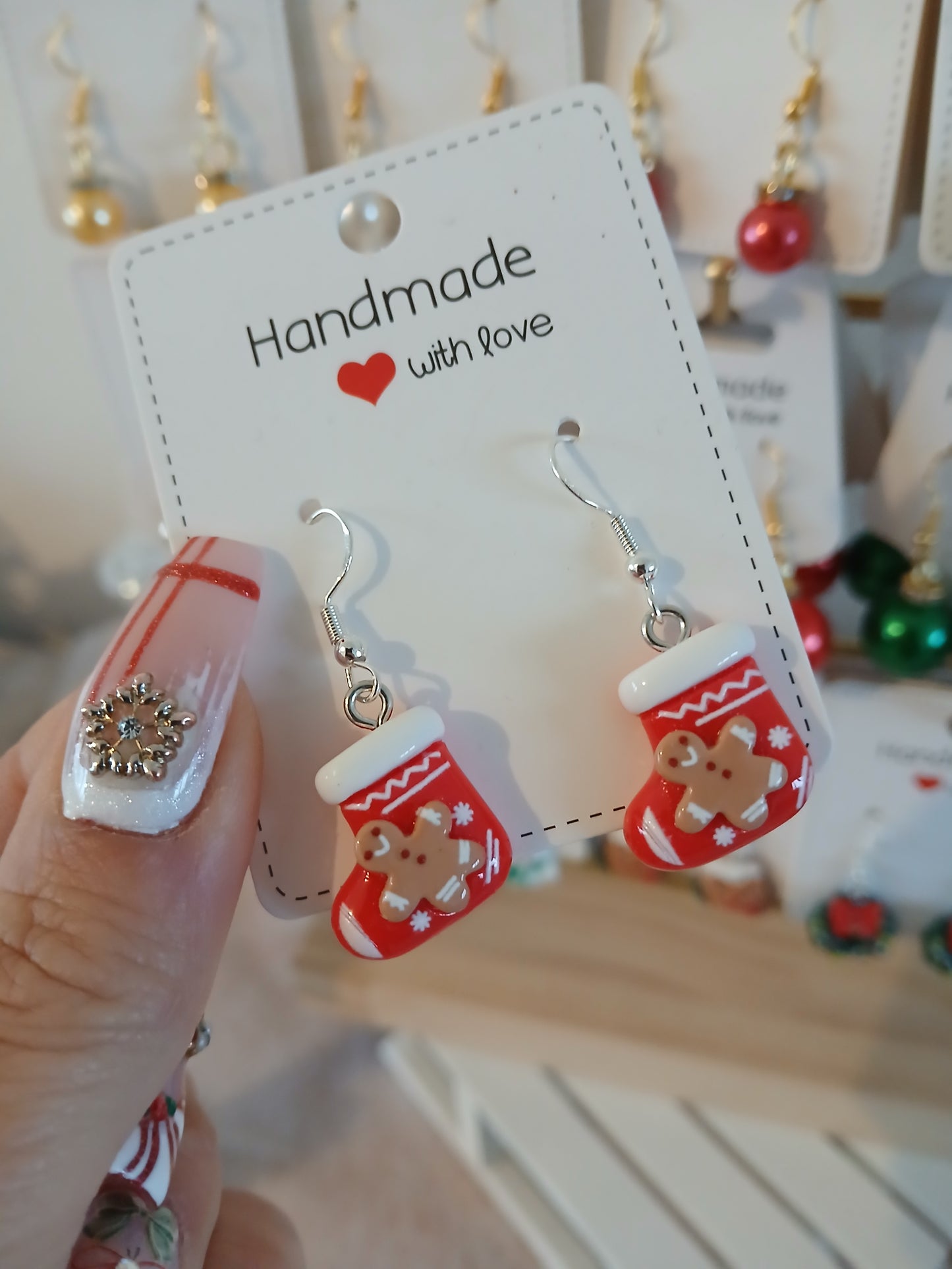 Boucles d’Oreilles Bottes de Noel – Fait Main