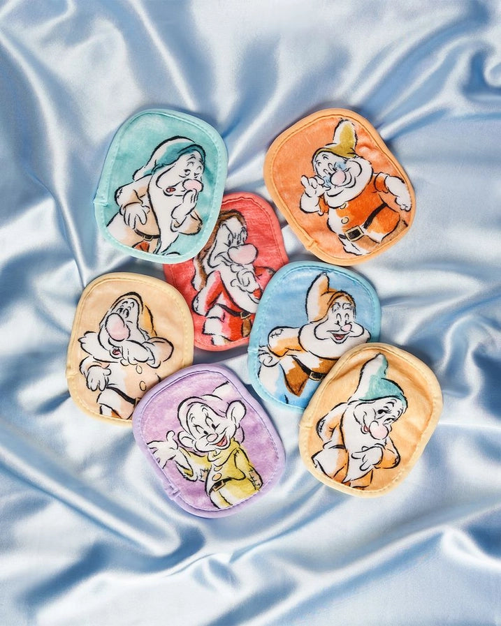 Coffret Blanche neige et les Sept Nains Disney – 7 Lingettes Démaquillantes Réutilisables + Filet de Lavage / MakeUp Eraser