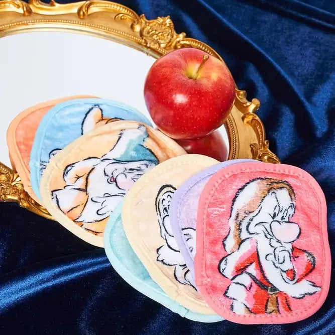 Coffret Blanche neige et les Sept Nains Disney – 7 Lingettes Démaquillantes Réutilisables + Filet de Lavage / MakeUp Eraser