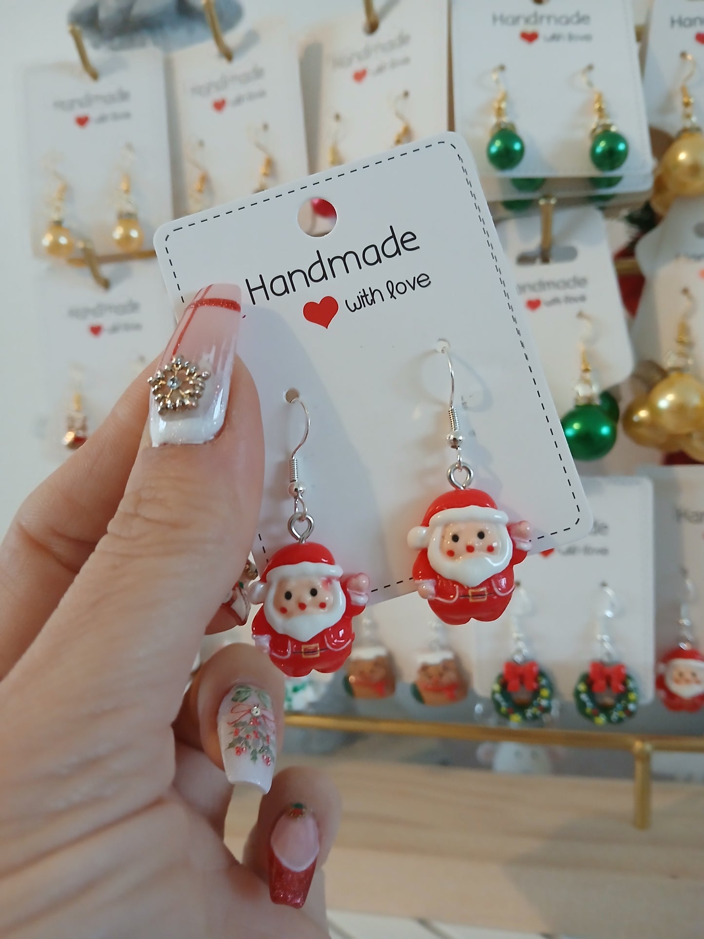 Boucles d’Oreilles Père Noel – Fait Main