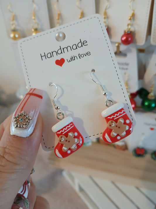 Boucles d’Oreilles Bottes de Noel – Fait Main