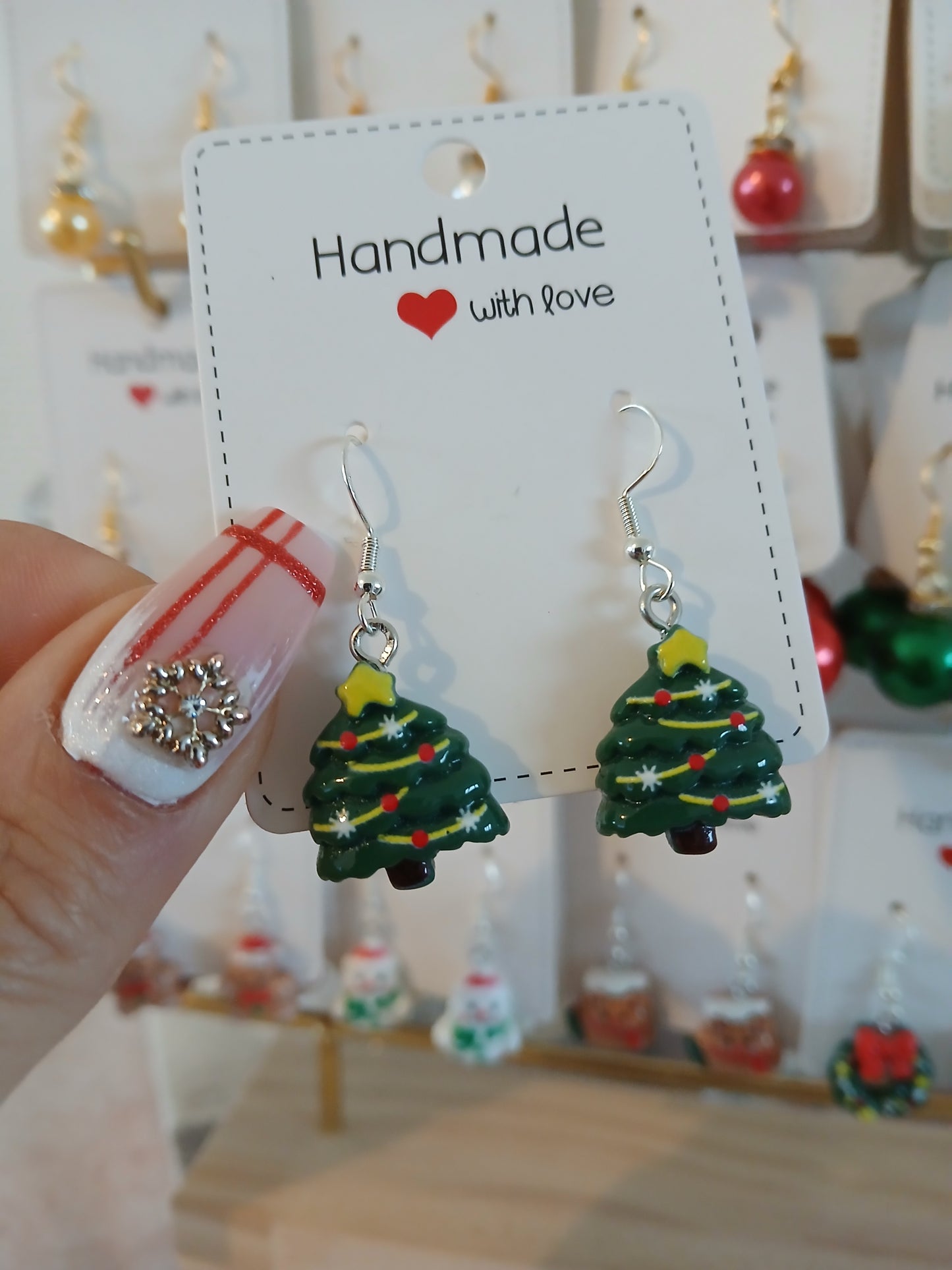 Boucles d’Oreilles Sapin de noël – Fait Main